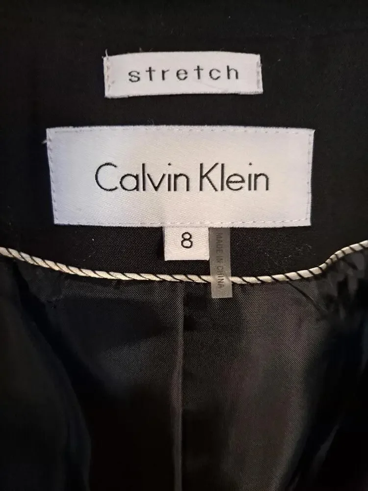 Calvin Klein Black 1‎ Button Blazer with Front Pockets Size 8